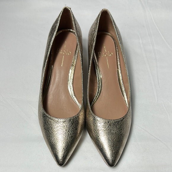 Paolo Gold Metallic Heels Sleek Design with Pointed Toe - Picture 2 of 11